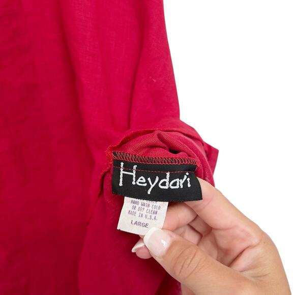 Heydari Red 100% Linen Lagenlook Top Sz L - Picture 2 of 4